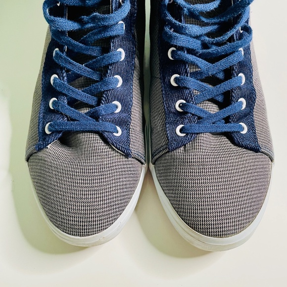 Keep Grey Houndstooth & Blue Check Canvas High-top Vegan Unisex Sneakers M 8.5 - Picture 7 of 16